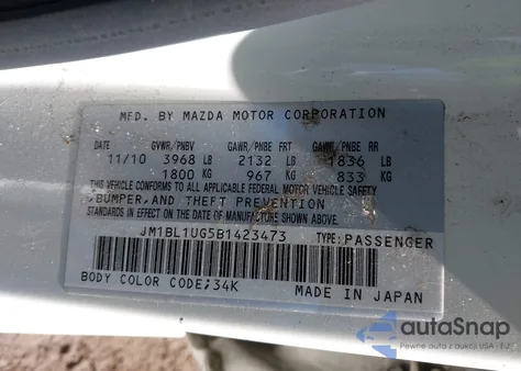2011 Mazda Mazda3 I Sport from USA, damaged, VIN JM1BL1UG5B1423473